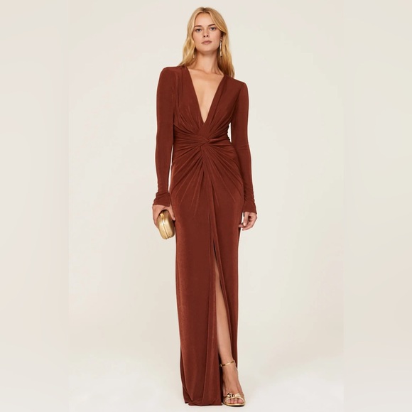 Katie May Dresses & Skirts - Revolve Katie May In A Mood Brown Long Sleeve Ruched Size Medium Wedding Guest